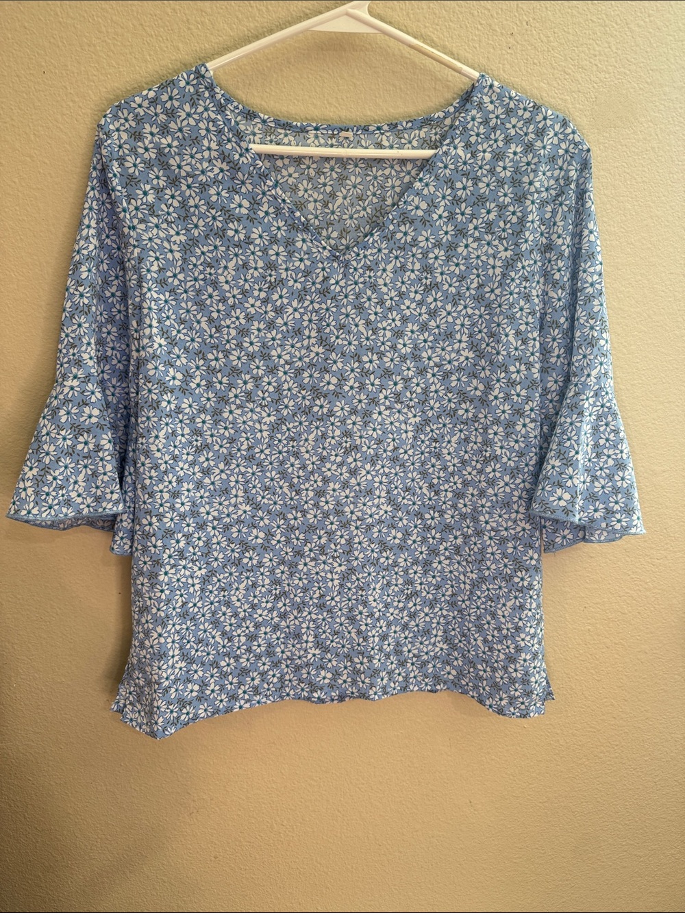Blue Floral V-Neck Women’s Top